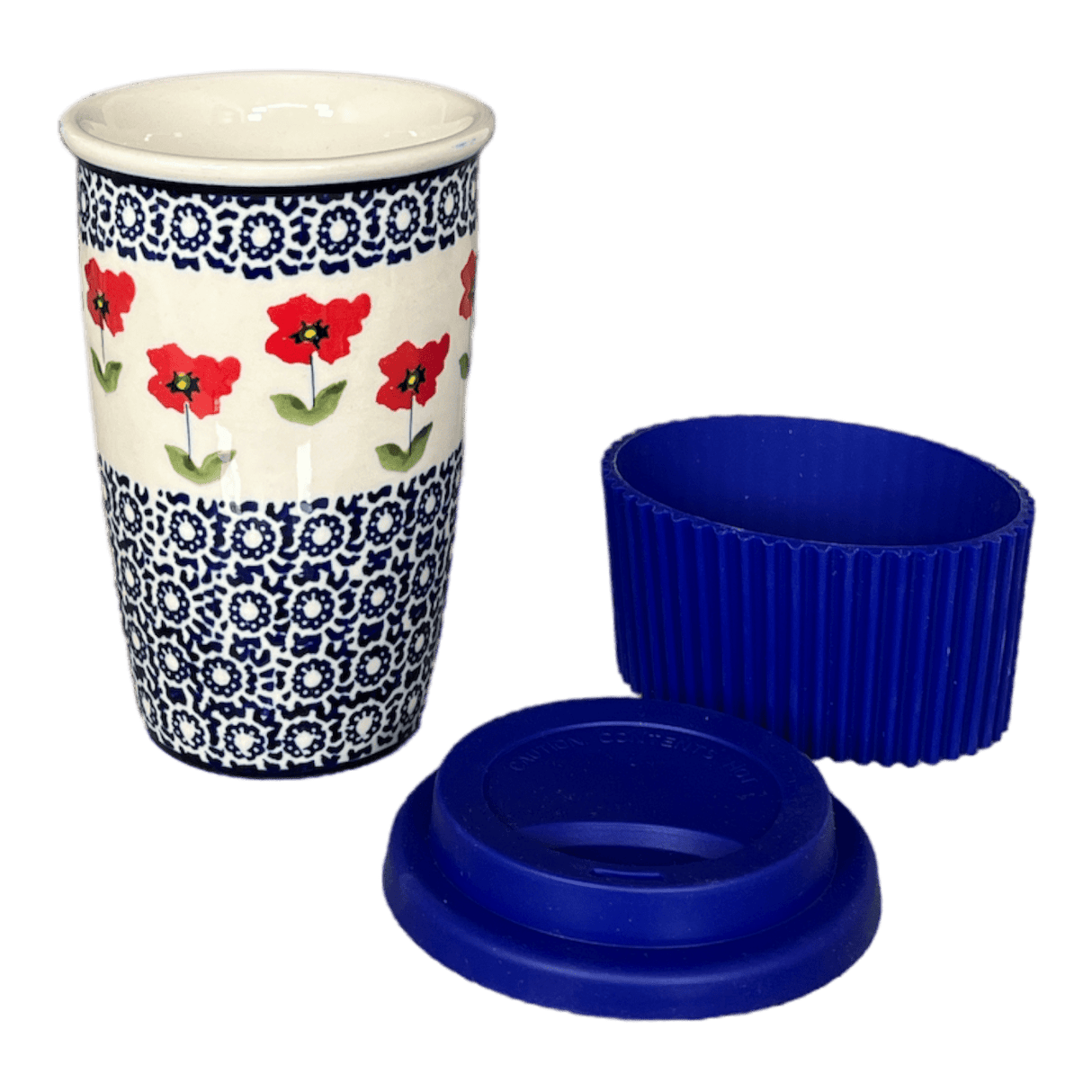 Mug, Travel, 14 oz in "Poppy Garden" by Manufaktura | K115T-EJ01