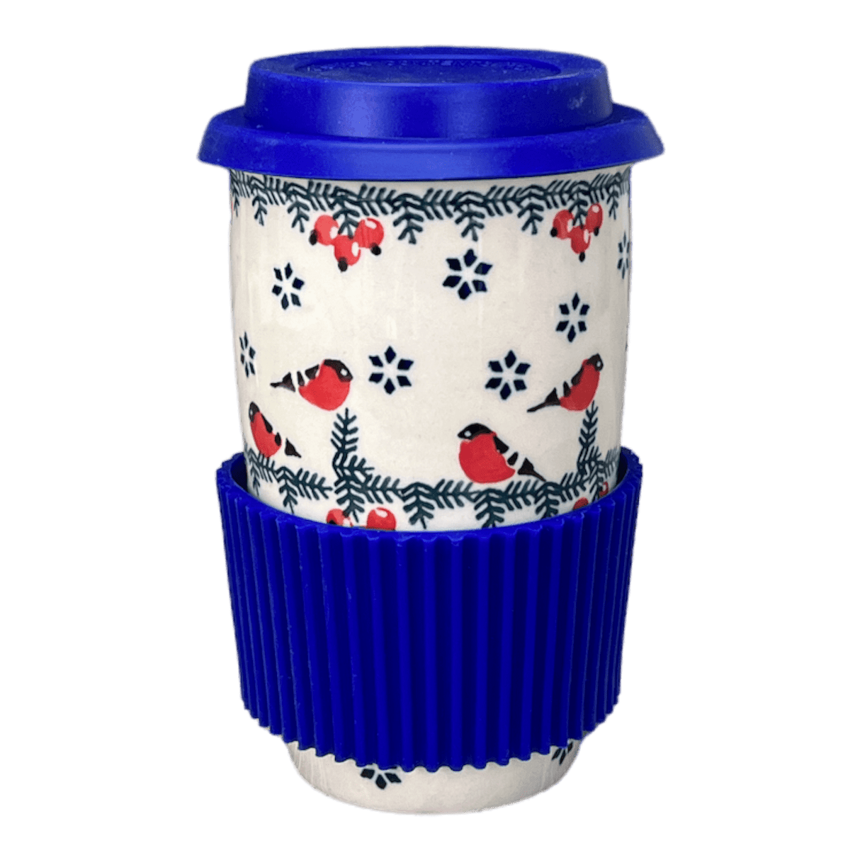 Mug, Travel, 14 oz in "Red Bird" by Manufaktura | K115T-GILE