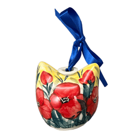 Polish Pottery Cat Head Ornament (Poppies in Bloom) | K142S-JZ34 Additional Image at PolishPotteryOutlet.com
