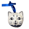 Polish Pottery Cat Head Ornament (Holly in Bloom) | K142T-IN13 at PolishPotteryOutlet.com