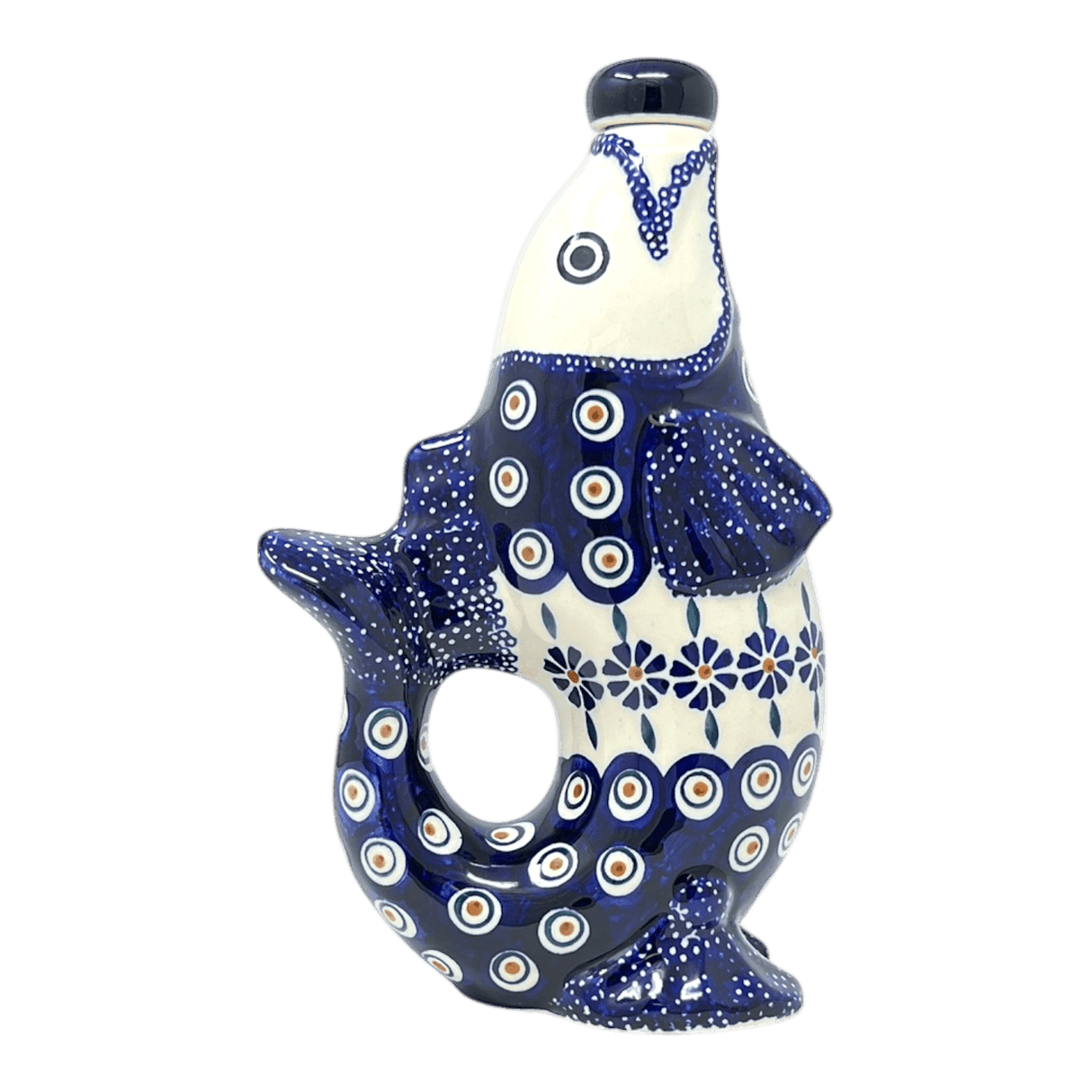 Carafe, Fish-Shaped 25 oz in "Floral Peacock" by Manufaktura | K149T-54KK