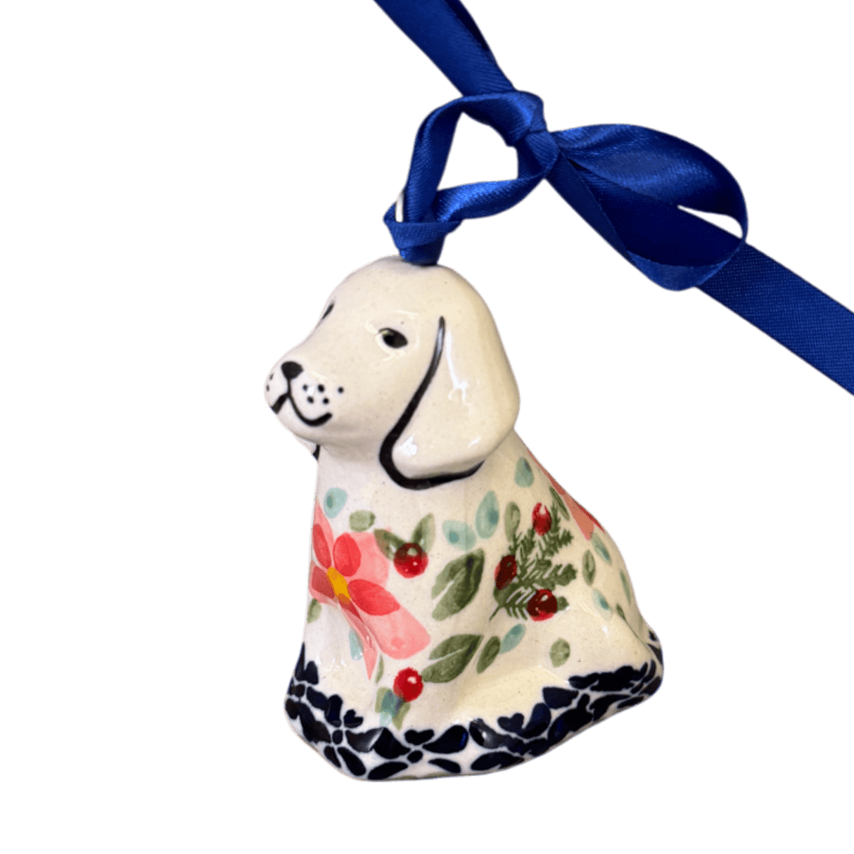 Ornament, Dog, 3" in "Pink Poinsettia" by Manufaktura | K164S-PS14