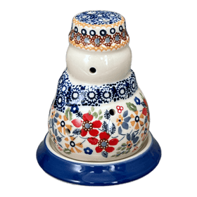 Polish Pottery Snowman Luminary (Ruby Duet) | L026S-DPLC Additional Image at PolishPotteryOutlet.com