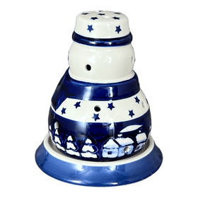 Polish Pottery Snowman Luminary (Winter's Eve) | L026S-IBZ Additional Image at PolishPotteryOutlet.com