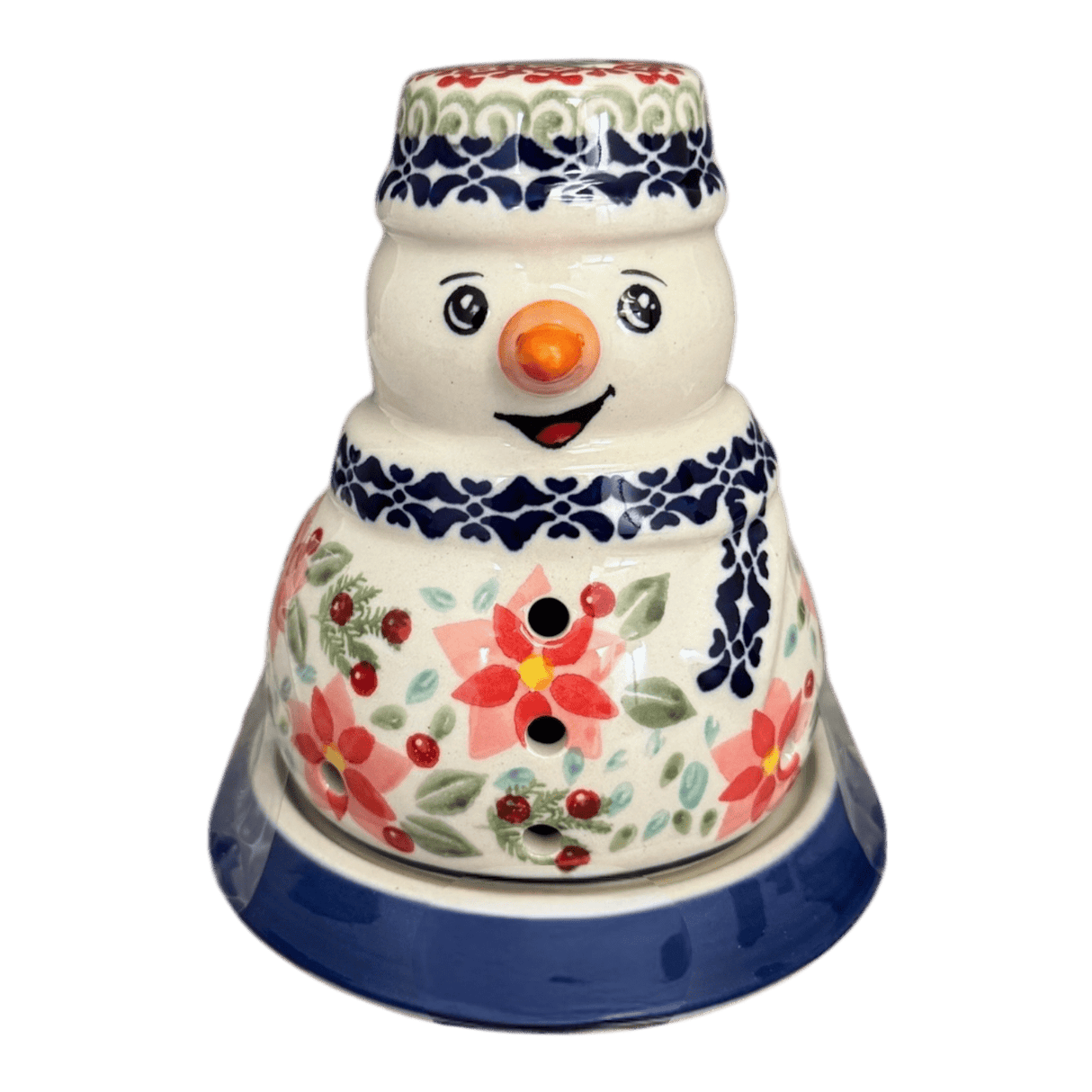 Luminary, Snowman, 5" in "Pink Poinsettia" by Manufaktura | L026S-PS14