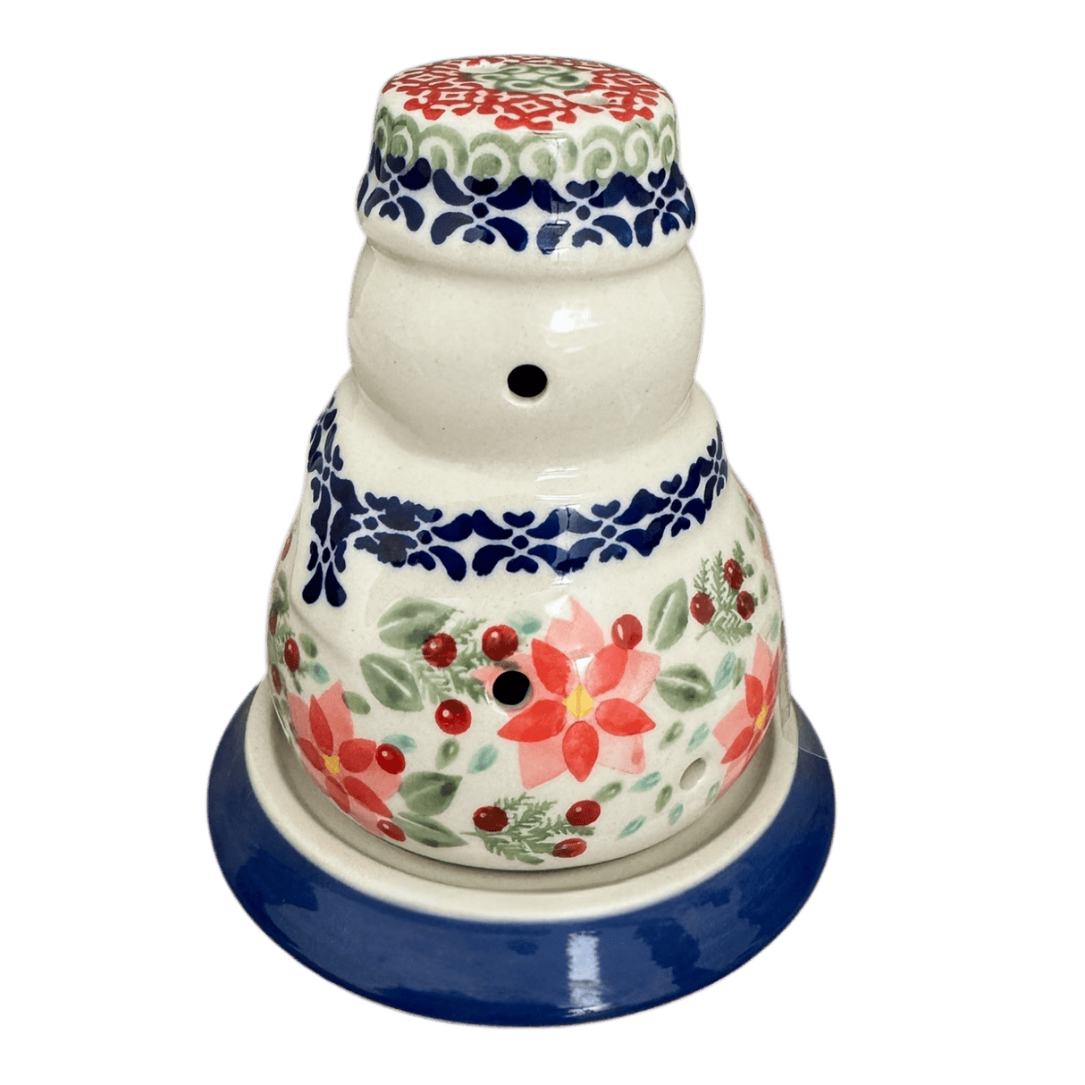 Luminary, Snowman, 5" in "Pink Poinsettia" by Manufaktura | L026S-PS14