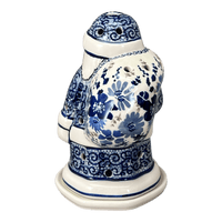 A picture of a Polish Pottery Santa Luminary (Blue Life) | L030S-EO39 as shown at PolishPotteryOutlet.com/products/santa-luminary-blue-life-l030s-eo39