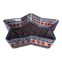 A picture of a Polish Pottery Star-Shaped Baker (Sweet Symphony) | M045S-IZ15 as shown at PolishPotteryOutlet.com/products/star-shaped-bowl-sweet-symphony-m045s-iz15