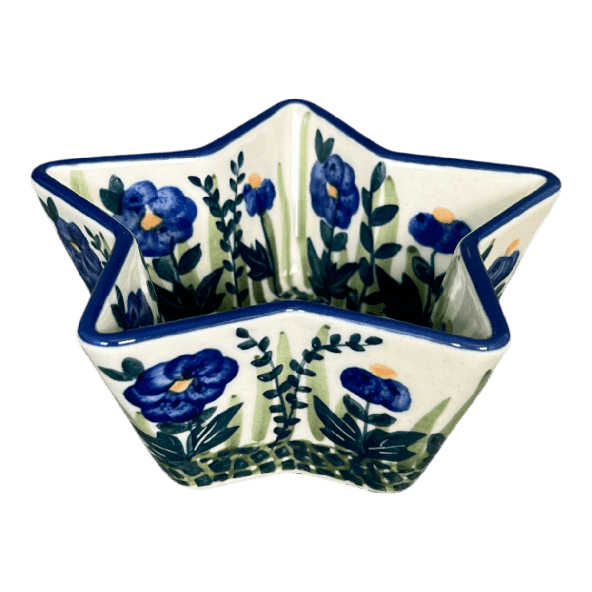 Bowl, Star-Shaped, Small, Manufaktura (M046) in "Bouncing Blue Blossoms" by Maufaktura | M046U-IM03