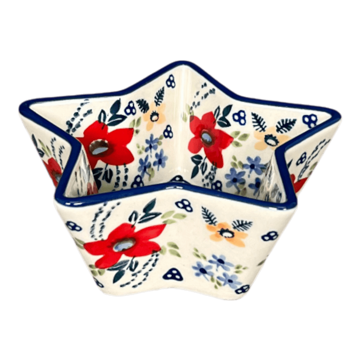 Bowl, Star-Shaped, Small, Manufaktura (M046) in "Bold Red Blossoms" by Maufaktura | M046U-P217