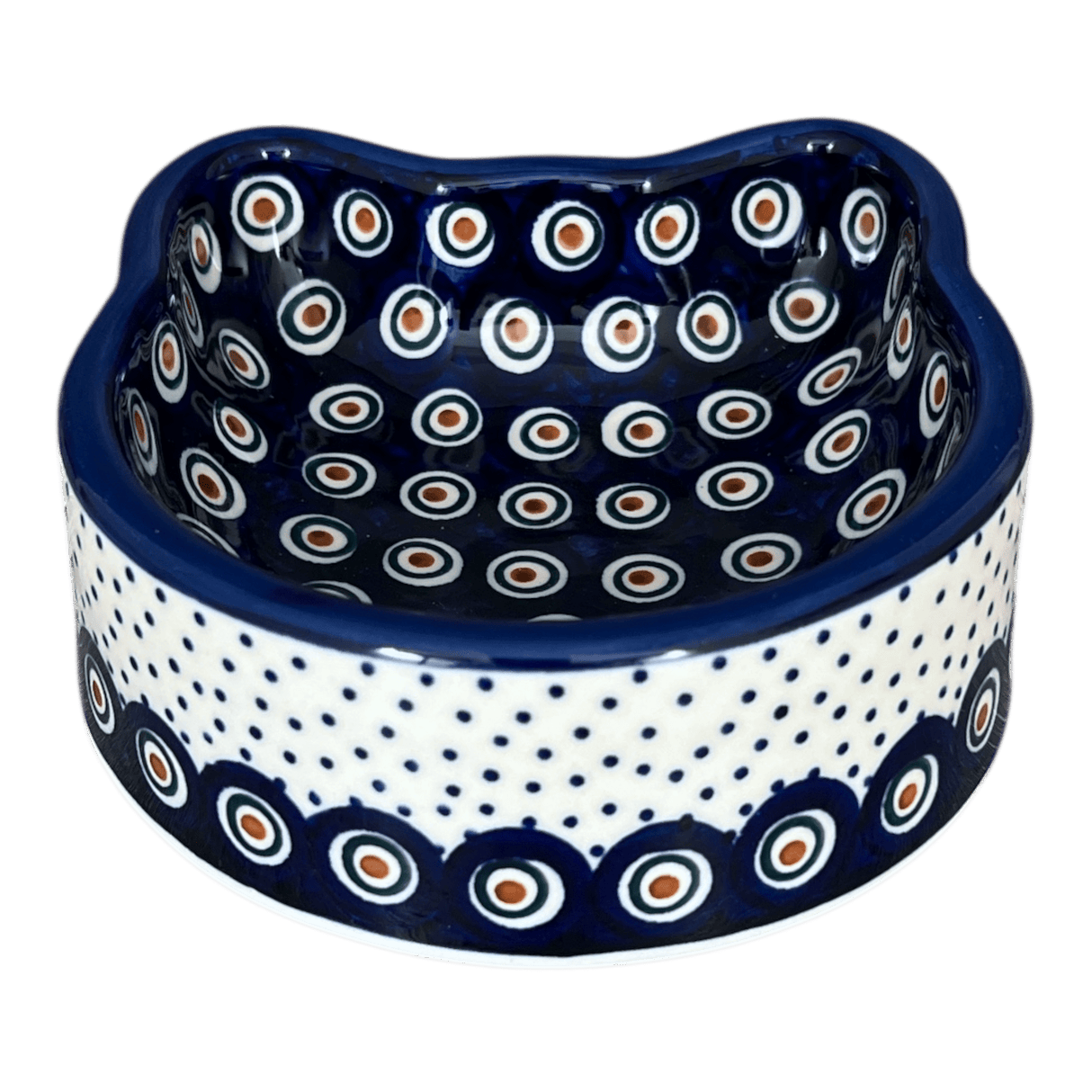 Bowl, Cat Bowl, 6.25" x 6" in "Peacock Dot" by Manufaktura | M047U-54K