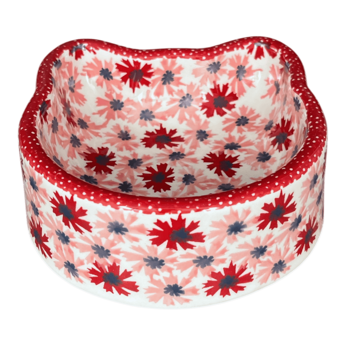 Bowl, Cat Bowl, 6.25" x 6" in "Scarlet Daisy" by Manufaktura | M047U-AS73