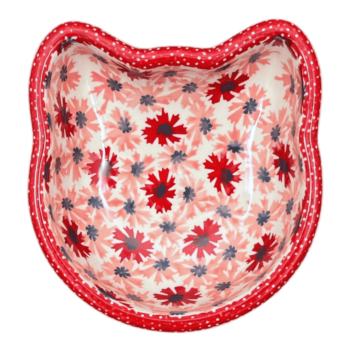 Bowl, Cat Bowl, 6.25" x 6" in "Scarlet Daisy" by Manufaktura | M047U-AS73