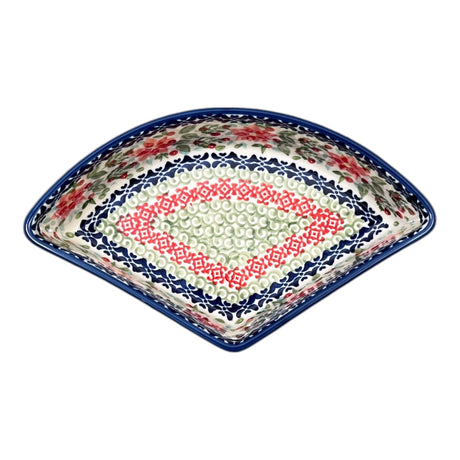 Bowl, Wedge-Shaped, 5" x 8.5" in "Pink Poinsettia" by Manufaktura | M048S-PS14