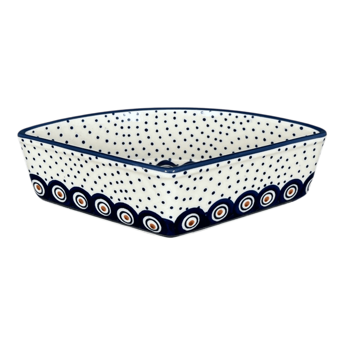 Bowl, Wedge-Shaped, 5" x 8.5" in "Peacock Dot" by Manufaktura | M048U-54K