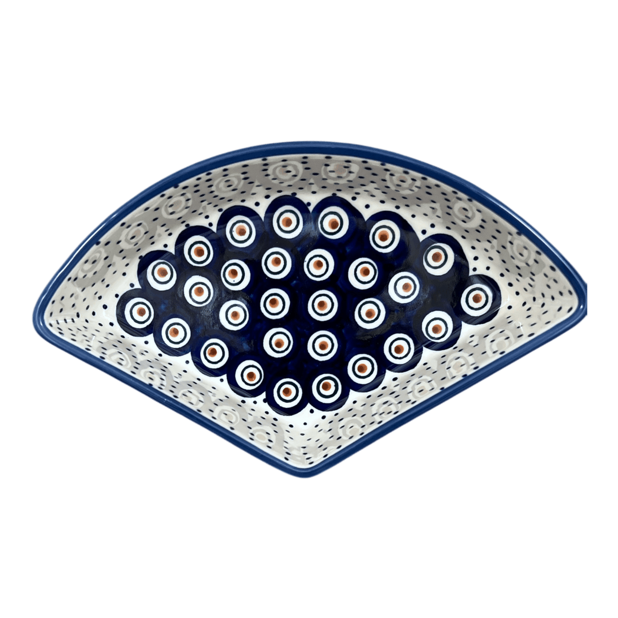 Bowl, Wedge-Shaped, 5" x 8.5" in "Peacock Dot" by Manufaktura | M048U-54K