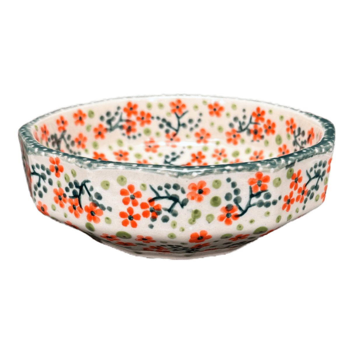 Bowl, Multiangular, 5" in "Peach Blossoms" by Manufaktura | M058S-AS46