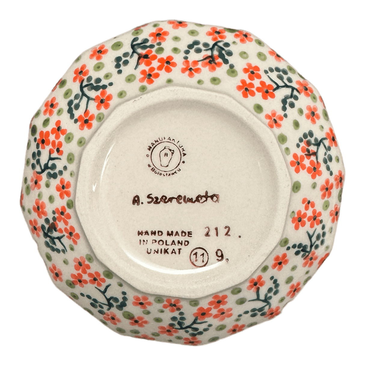 Bowl, Multiangular, 5" in "Peach Blossoms" by Manufaktura | M058S-AS46