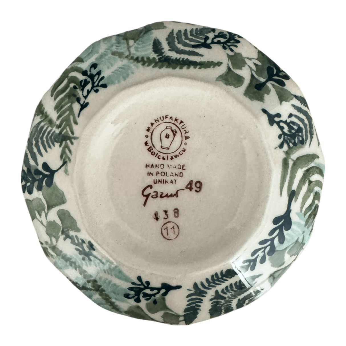 Bowl, Multiangular, 5" in "Scattered Ferns" by Manufaktura | M058S-GZ39