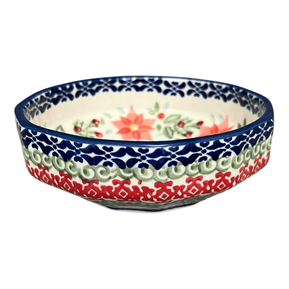 Bowl, Multiangular, 5" in "Pink Poinsettia" by Manufaktura | M058S-PS14