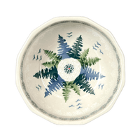 A picture of a Polish Pottery Multangular Bowl (Pine Forest) | M058S-PS29 as shown at PolishPotteryOutlet.com/products/5-round-multiangular-bowl-pine-forest-m058s-ps29