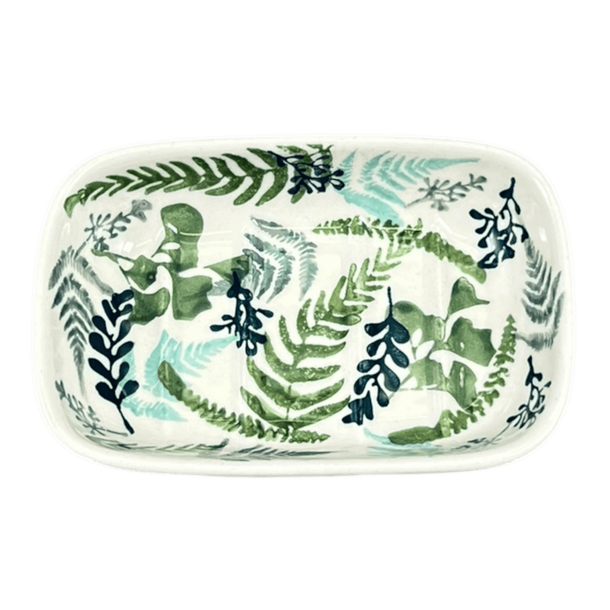 Soap Dish, Rectangular, 5" x 3.25" in "Scattered Ferns" by Manufaktura | M063S-GZ39