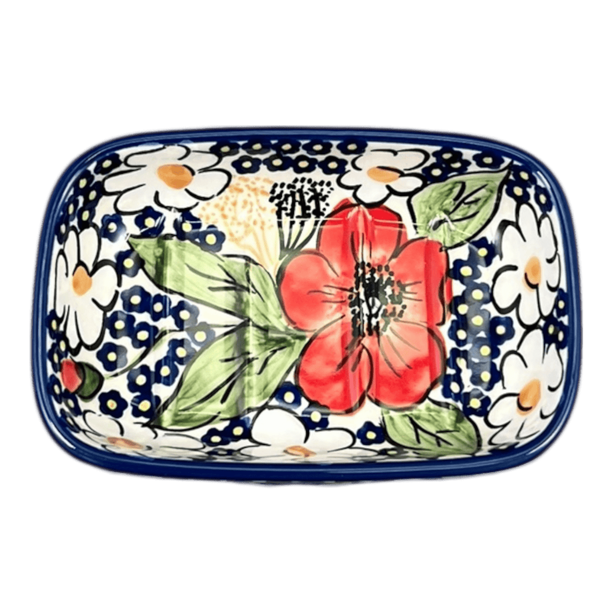 Soap Dish, Rectangular, 5" x 3.25" in "Poppies & Posies" by Manufaktura | M063S-IM02