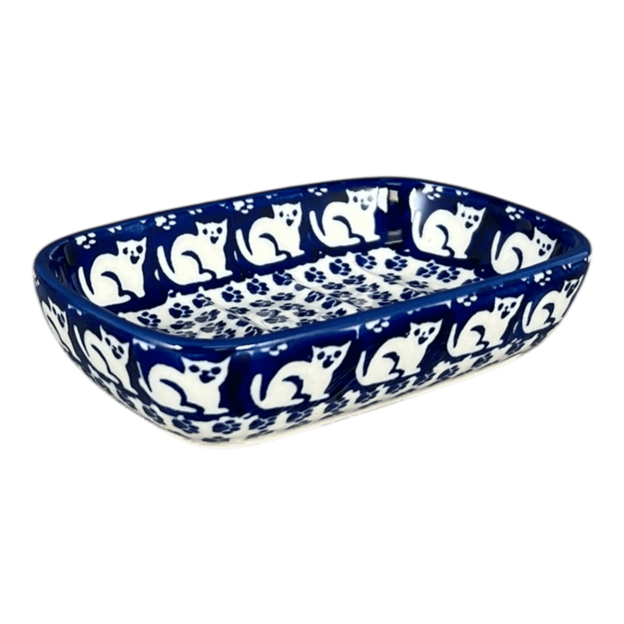 Soap Dish, Rectangular, 5" x 3.25" in "Kitty Cat Path" by Manufaktura | M063T-KOT6