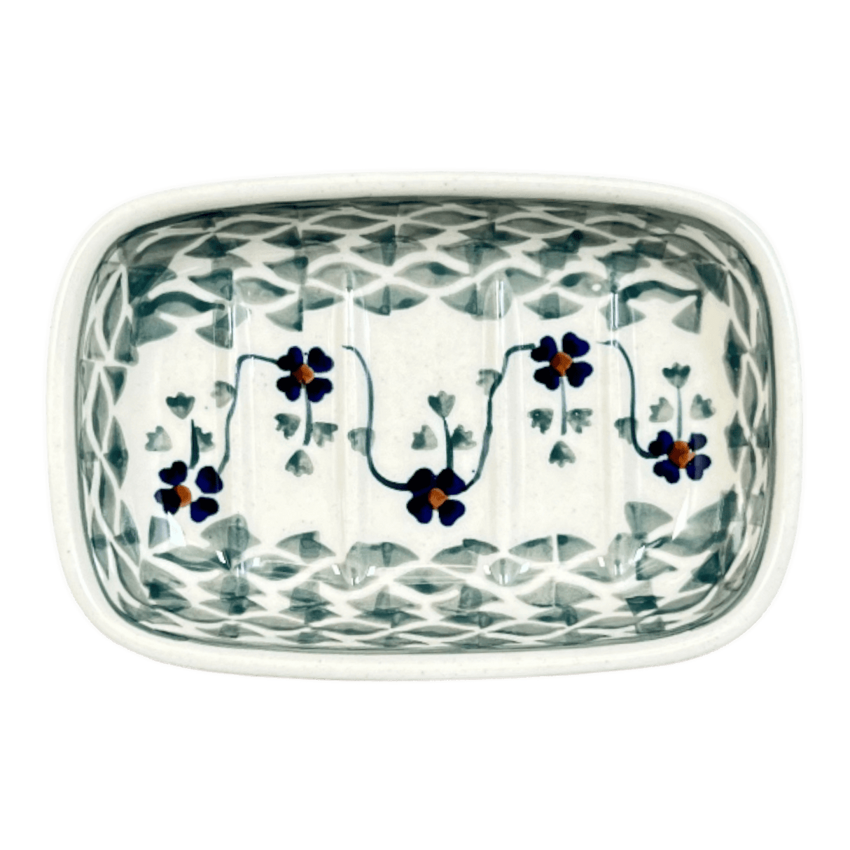 Soap Dish, Rectangular, 5" x 3.25" in "Woven Pansies" by Manufaktura | M063T-RV