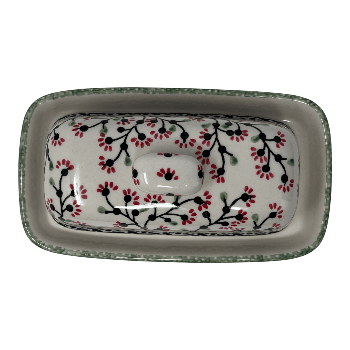 Butter Dish, American, 4" x 7.5" in "Cherry Blossoms" by Manufaktura | M074S-DPGJ
