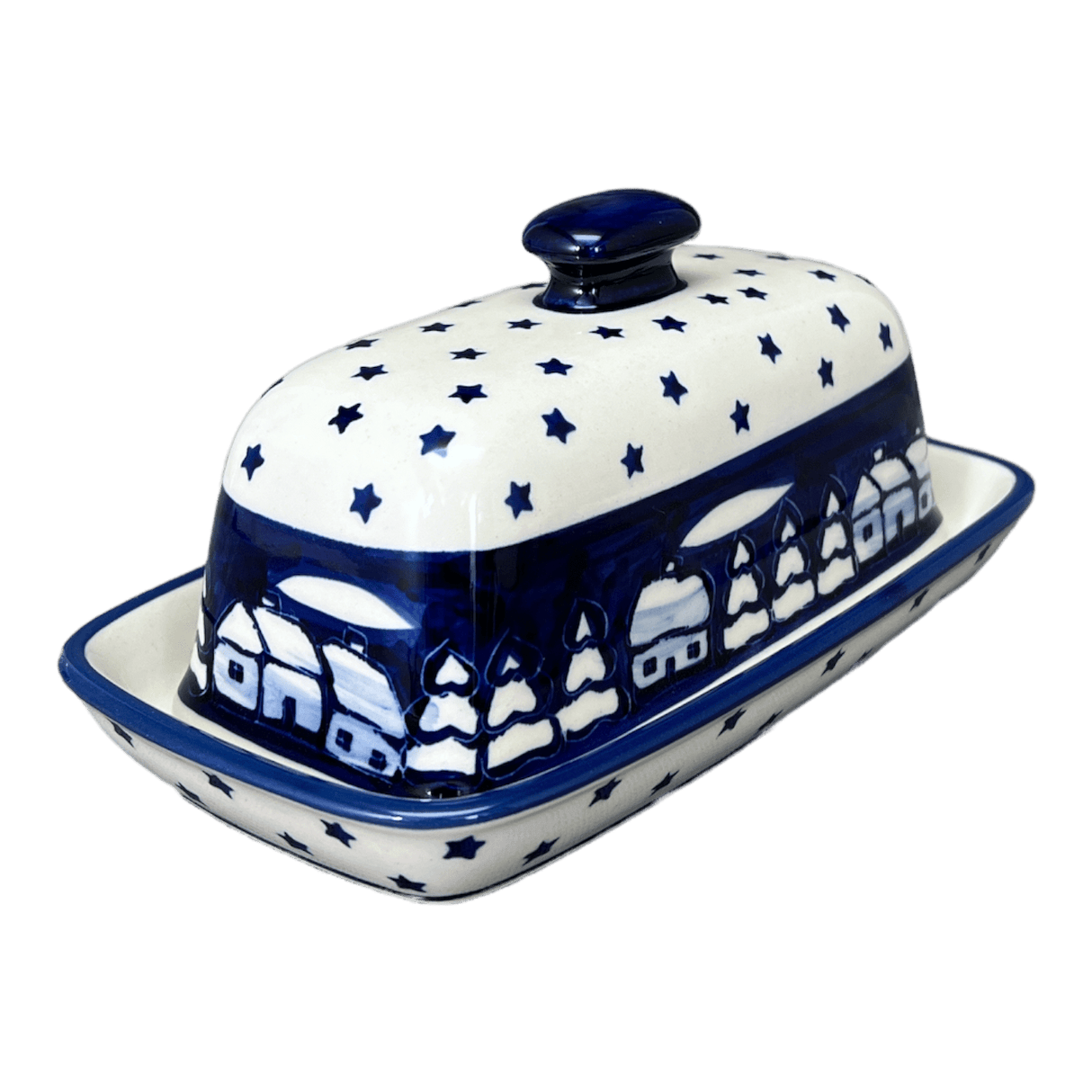 Butter Dish, American, 4" x 7.5" in "Winter's Eve" by Manufaktura | M074S-IBZ