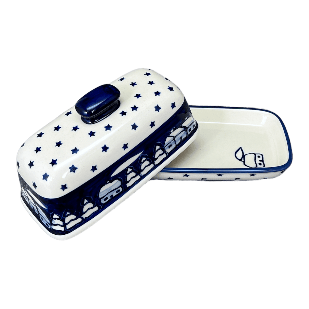Butter Dish, American, 4" x 7.5" in "Winter's Eve" by Manufaktura | M074S-IBZ
