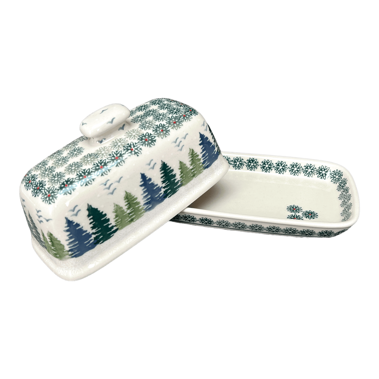 Butter Dish, American, 4" x 7.5" in "Pine Forest" by Manufaktura | M074S-PS29