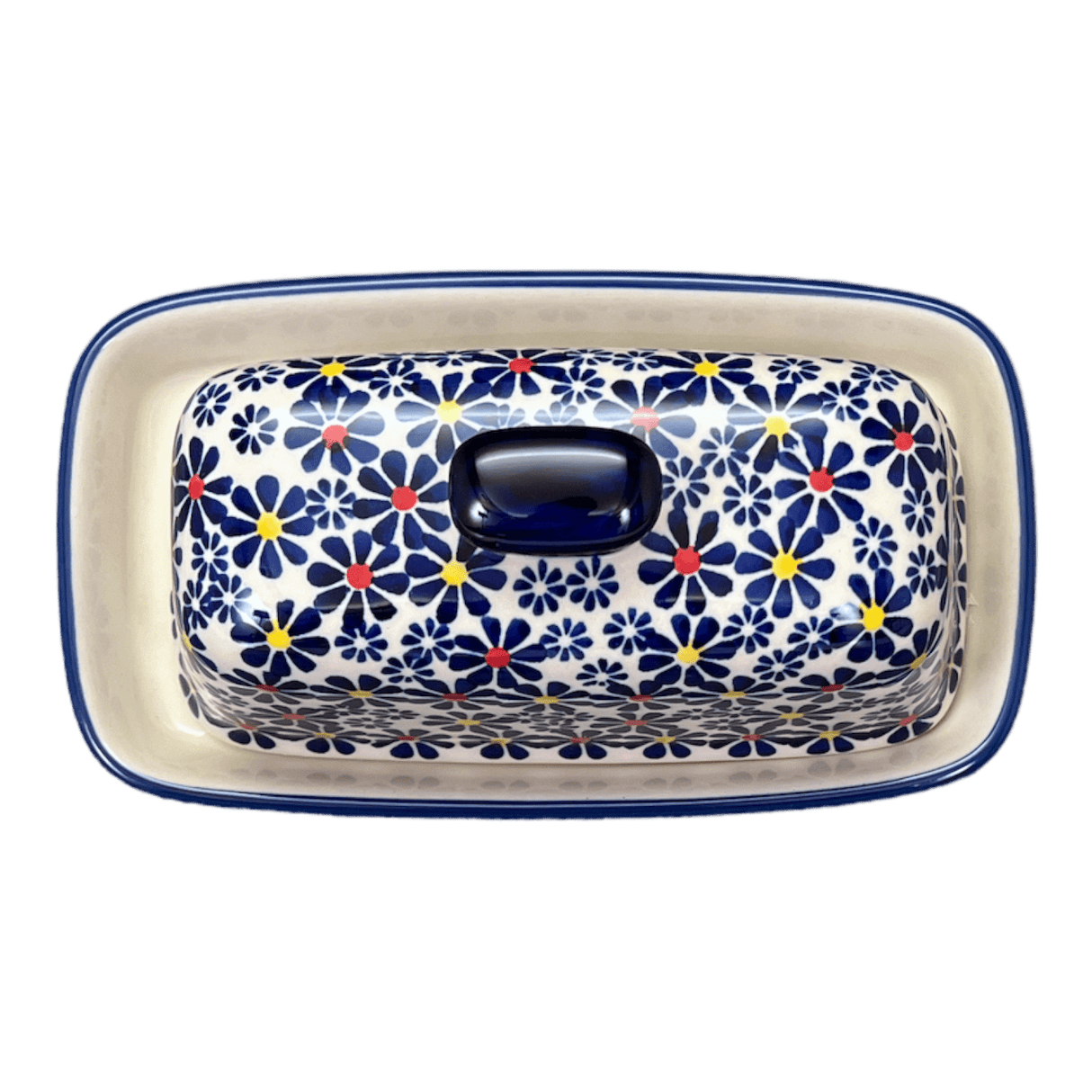 Butter Dish, American, 4" x 7.5" in "Field of Daisies" by Manufaktura | M074S-S001
