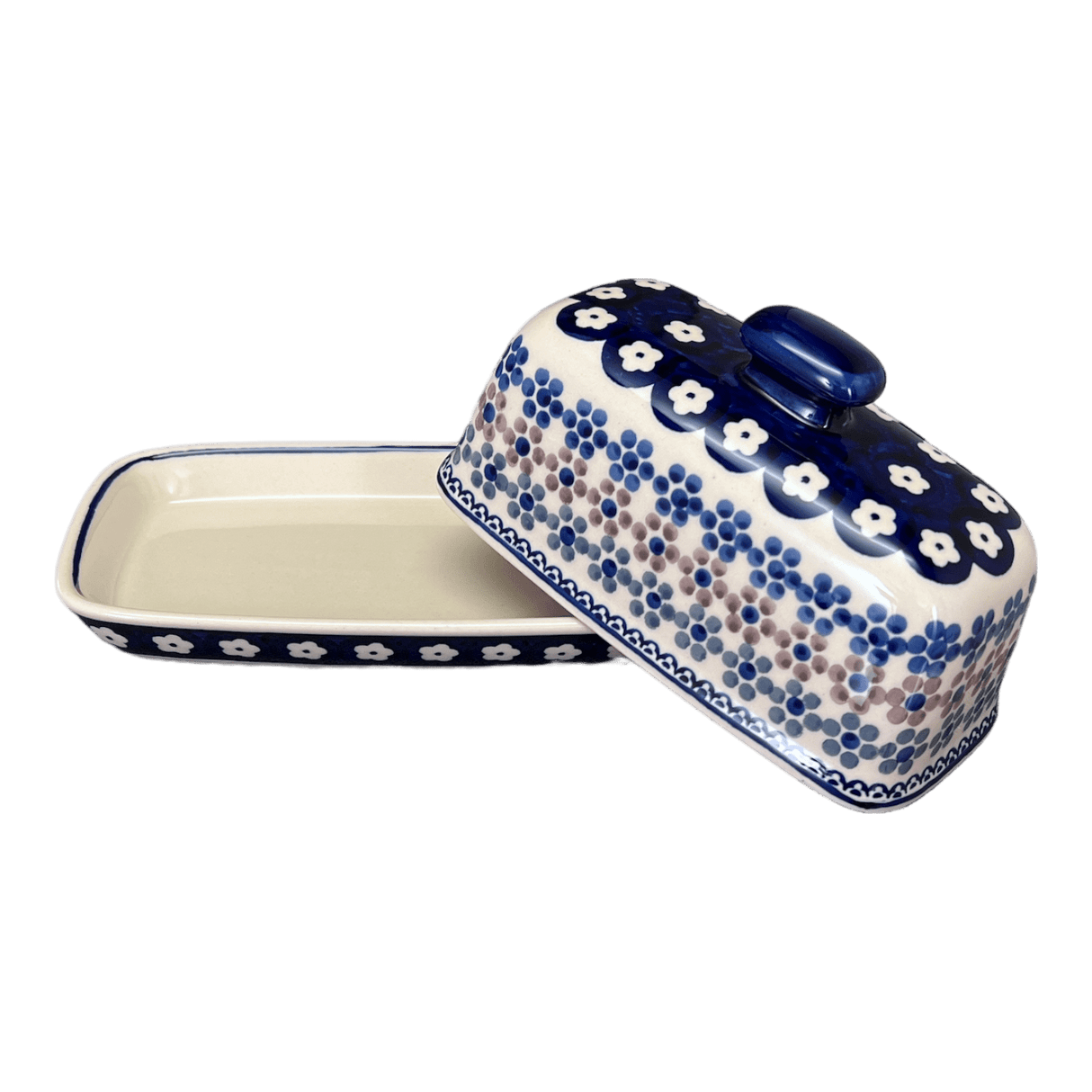 Butter Dish, American, 4" x 7.5" in "Floral Chain" by Manufaktura | M074T-EO37
