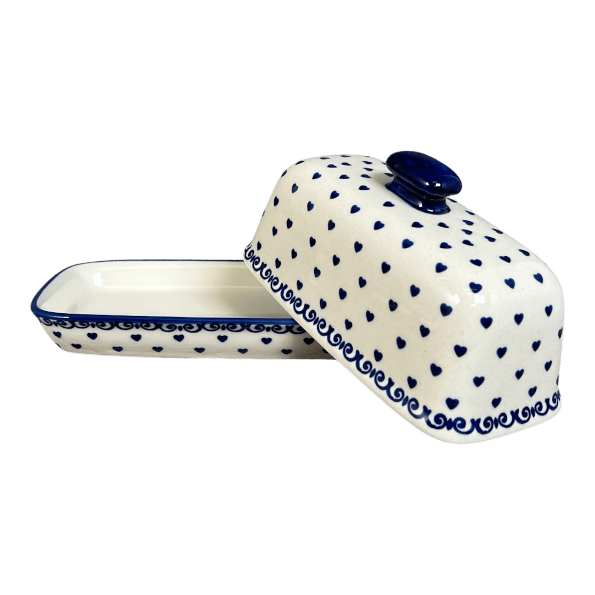 Butter Dish, American, 4" x 7.5" in "Heartfelt Blue" by Manufaktura | M074T-PS02