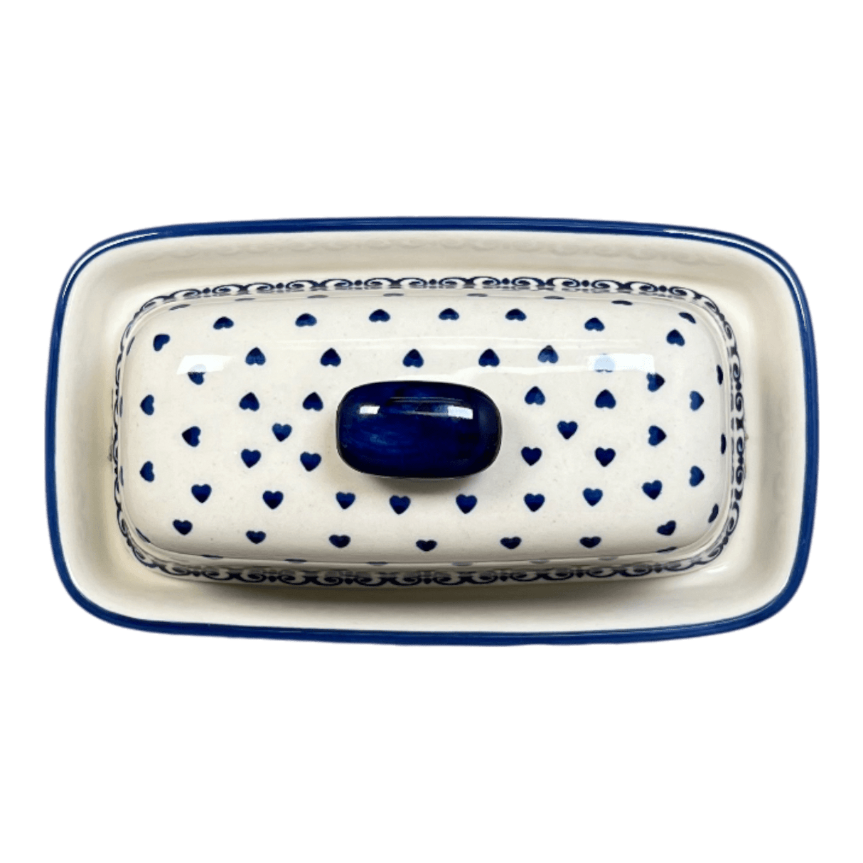 Butter Dish, American, 4" x 7.5" in "Heartfelt Blue" by Manufaktura | M074T-PS02
