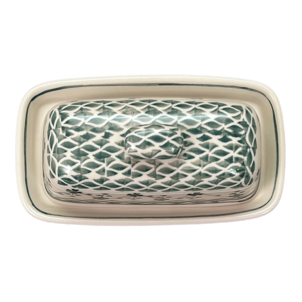 Butter Dish, American, 4" x 7.5" in "Woven Pansies" by Manufaktura | M074T-RV