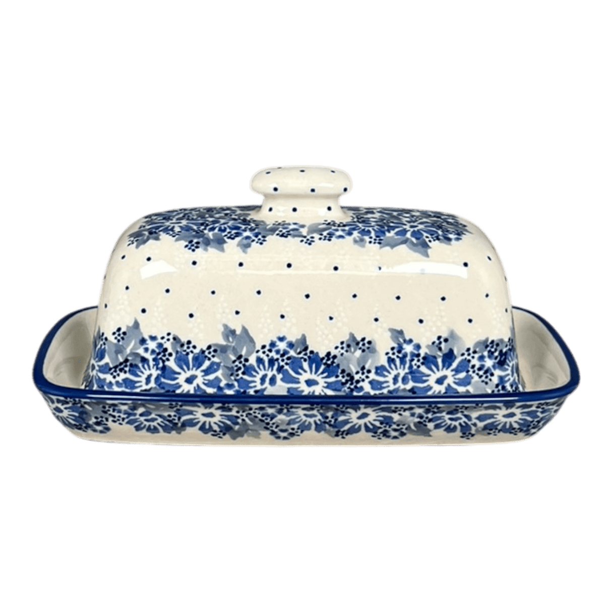Butter Dish, American, 4" x 7.5" in "Winter Hibiscus" by Manufaktura | M074U-JZ42
