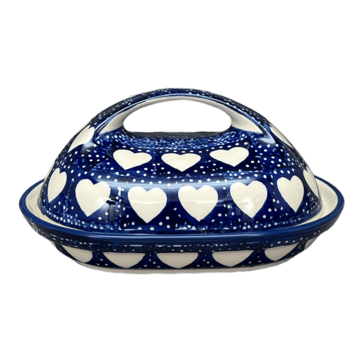 Butter Dish, Fancy, 5" x 7" in "Sea of Hearts" by Manufaktura | M077T-SEA