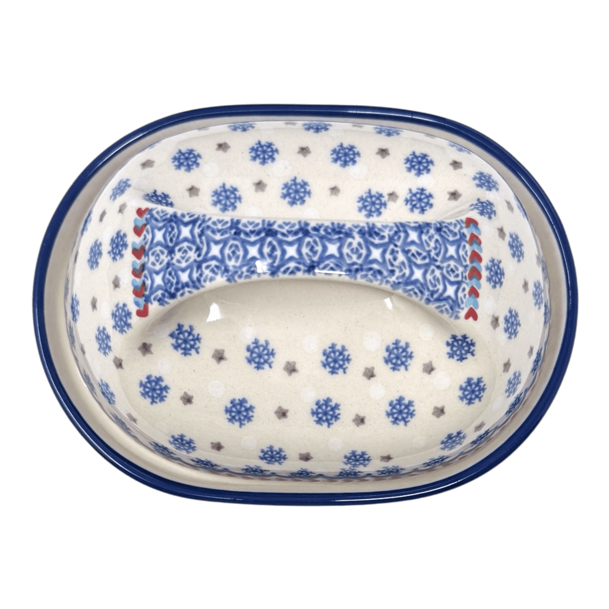 Butter Dish, Fancy, 5" x 7" in "Snowflake Love" by Manufaktura | M077U-PS01