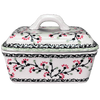 Polish Pottery Butter Box (Cherry Blossoms) | M078S-DPGJ at PolishPotteryOutlet.com