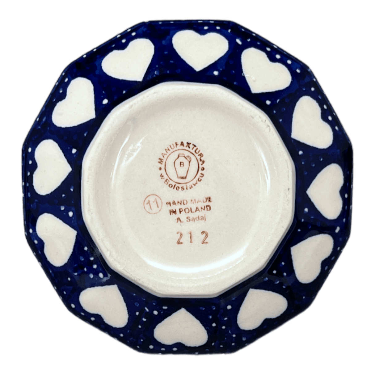 Bowl, Multiangular, 5" in "Sea of Hearts" by Manufaktura | M058T-SEA