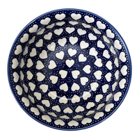 A picture of a Polish Pottery 9" Bowl (Sea of Hearts) | M086T-SEA as shown at PolishPotteryOutlet.com/products/9-bowl-sea-of-hearts-m086t-sea