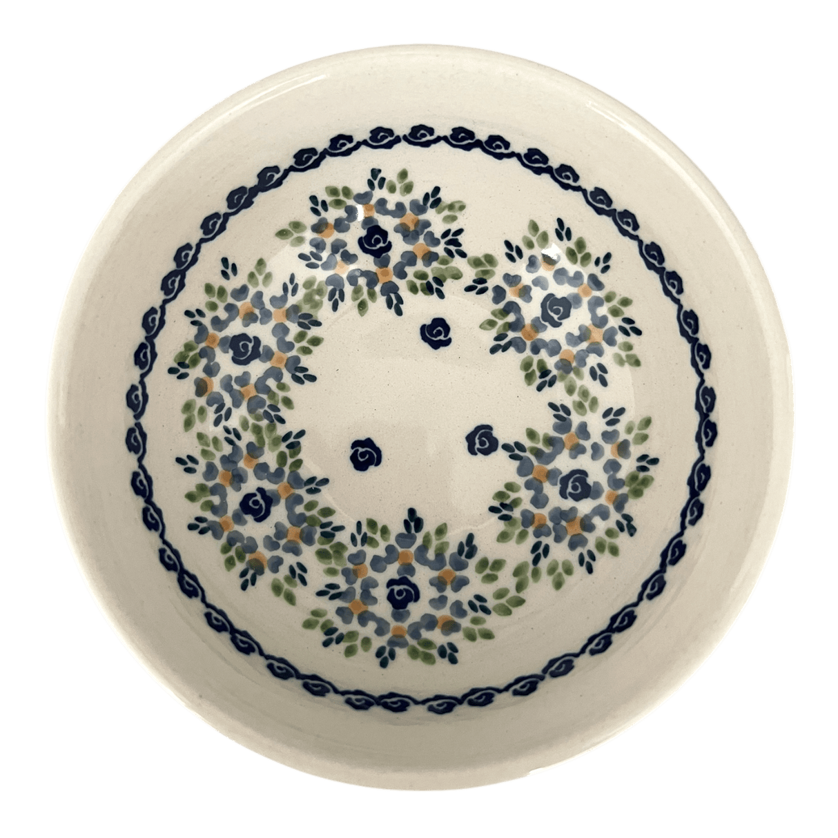 Bowl, Round, 6" in "Blue Rose Wreath" by Manufaktura | M089U-P318
