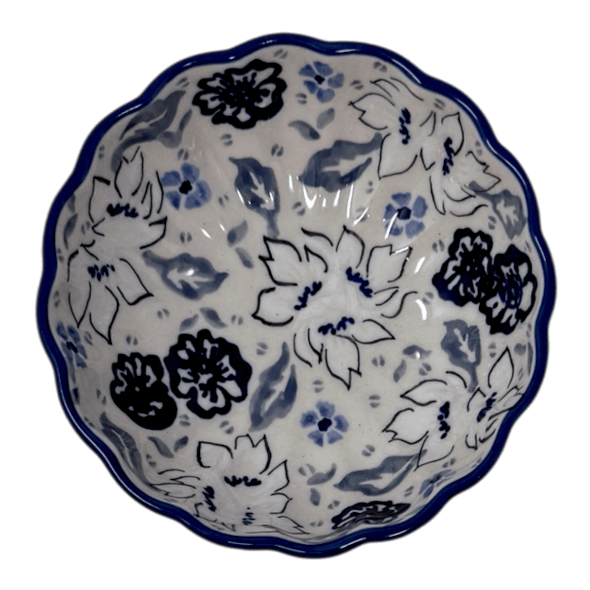 Bowl, Round, Blossom, 4.75" in "Blue Polish Garden" by Manufaktura | M094S-JZ46