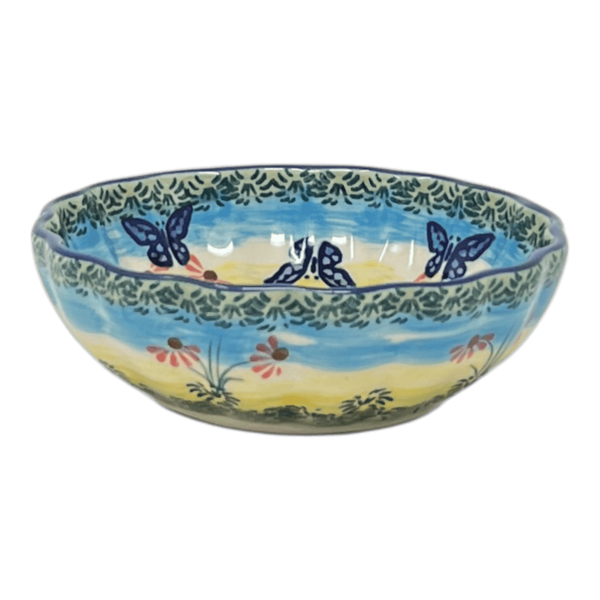 Bowl, Round, Blossom, 4.75" in "Butterflies in Flight" by Manufaktura | M094S-WKM