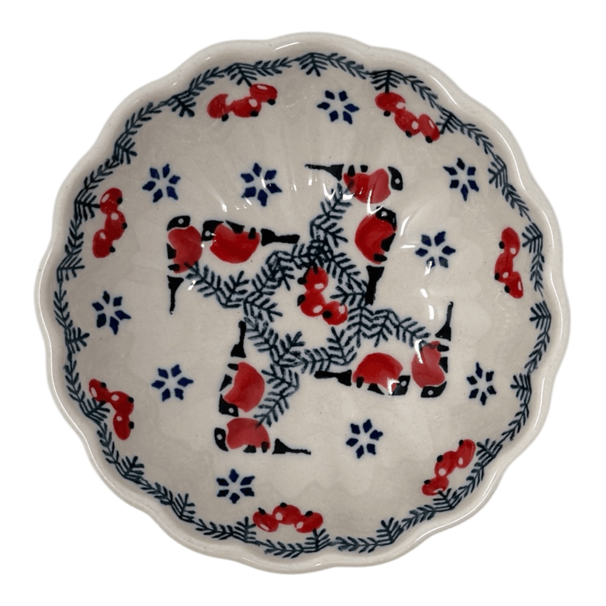 Bowl, Round, Blossom, 4.75" in "Red Bird" by Manufaktura | M094T-GILE