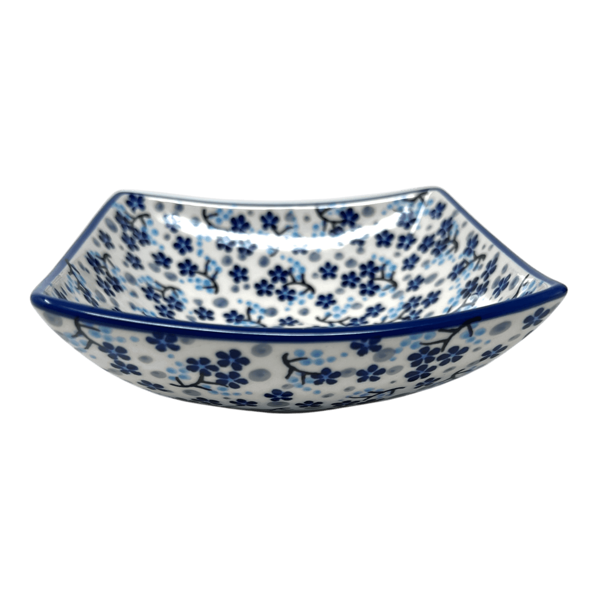 Bowl, Square, Nut, Small, 5.25" in "Scattered Blues" by Manufaktura | M105S-AS45