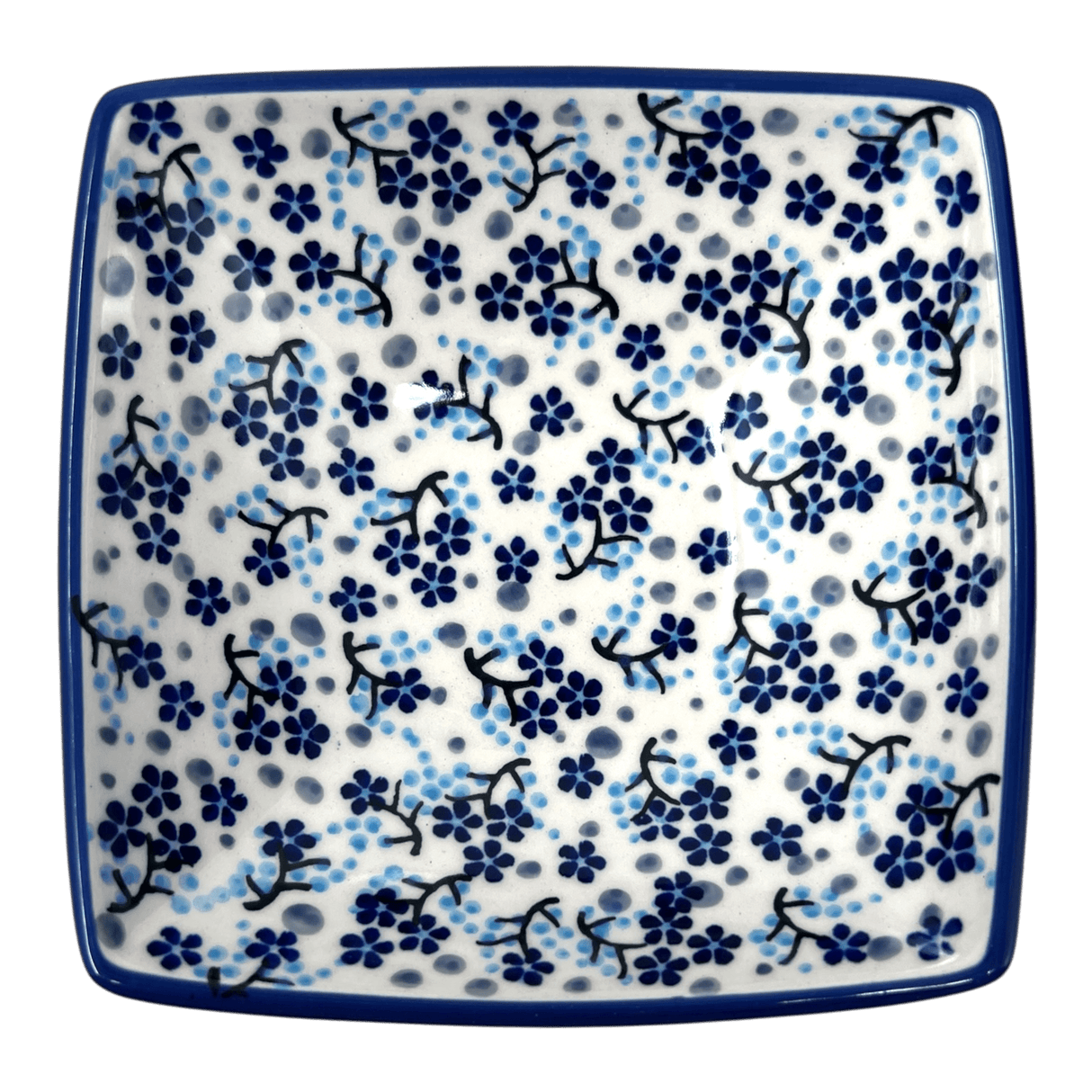 Bowl, Square, Nut, Small, 5.25" in "Scattered Blues" by Manufaktura | M105S-AS45